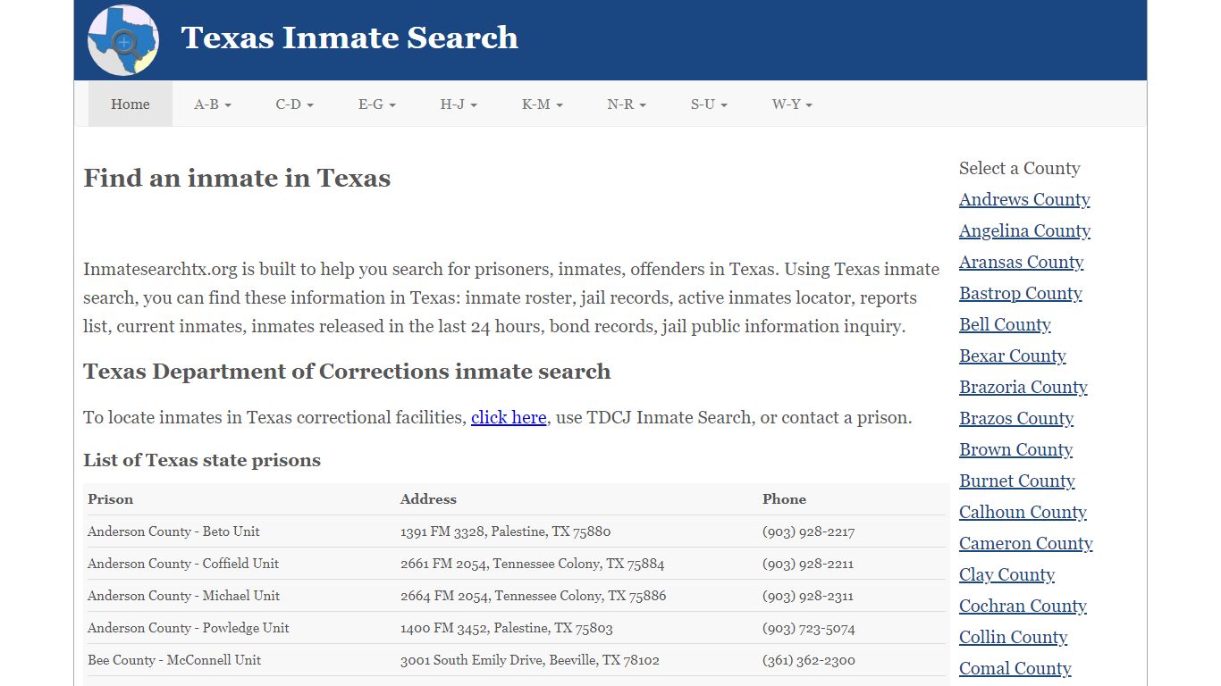 Texas Inmate Search