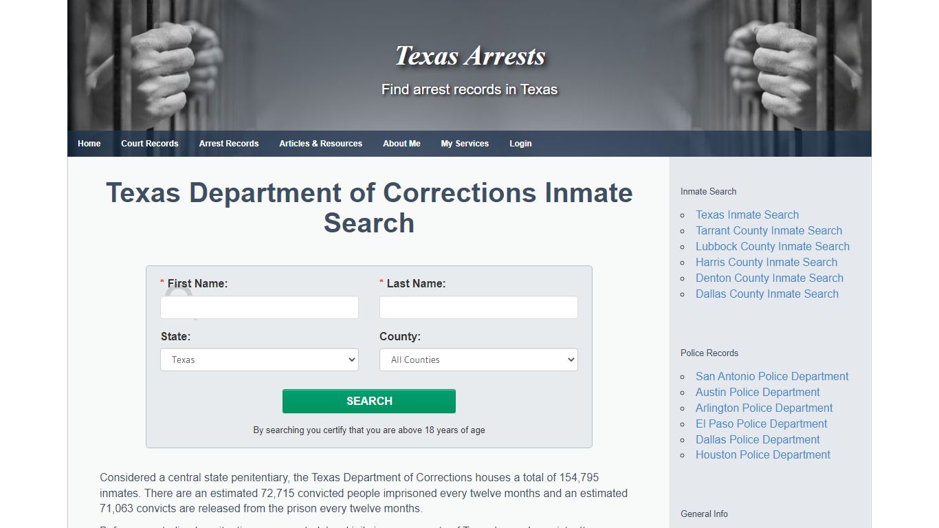 Texas Department of Corrections Inmate Search